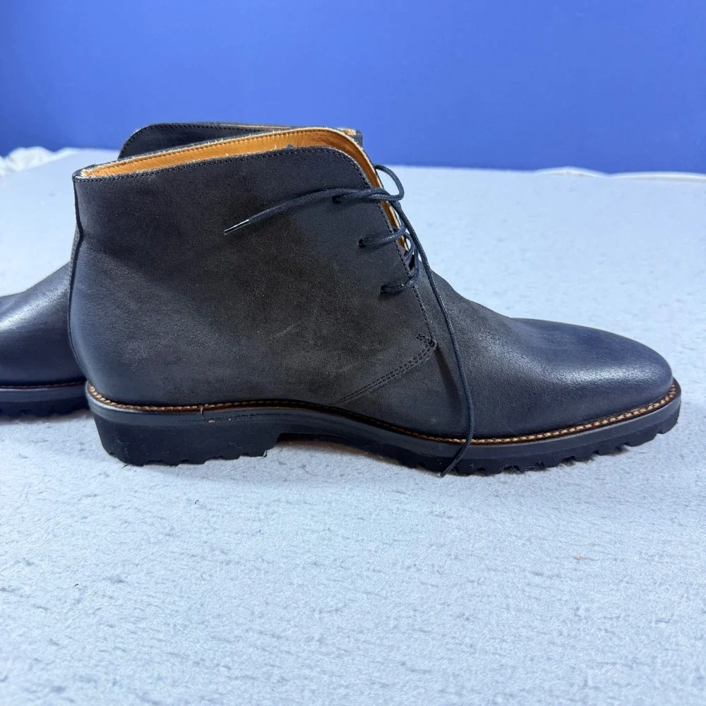Paul Fredrick Men Grey Leather Chukka Boots Vibram Sole Made in Italy PFS210 8.5